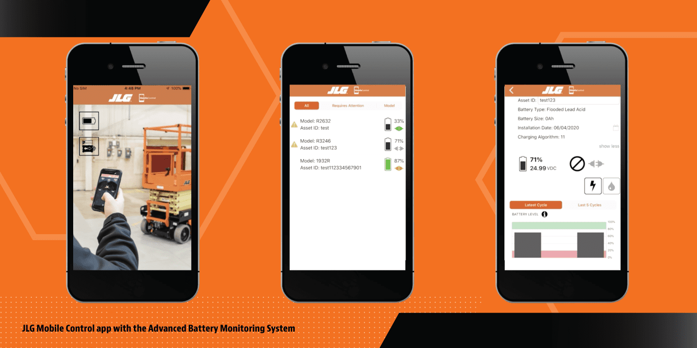 Smartphone Showing Advanced Battery Monitoring with JLG Mobile Control