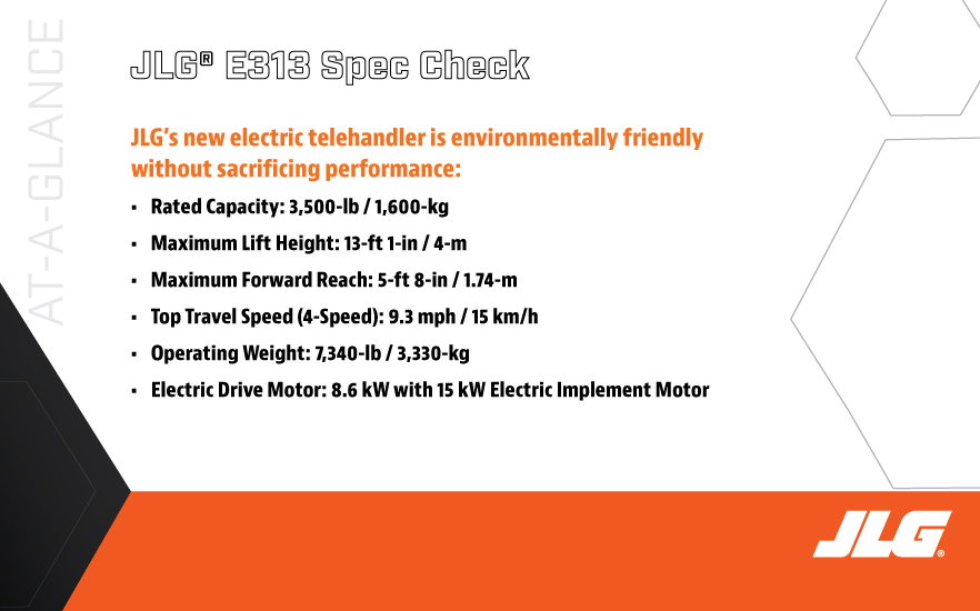 JLG E313 Spec Check at a glance