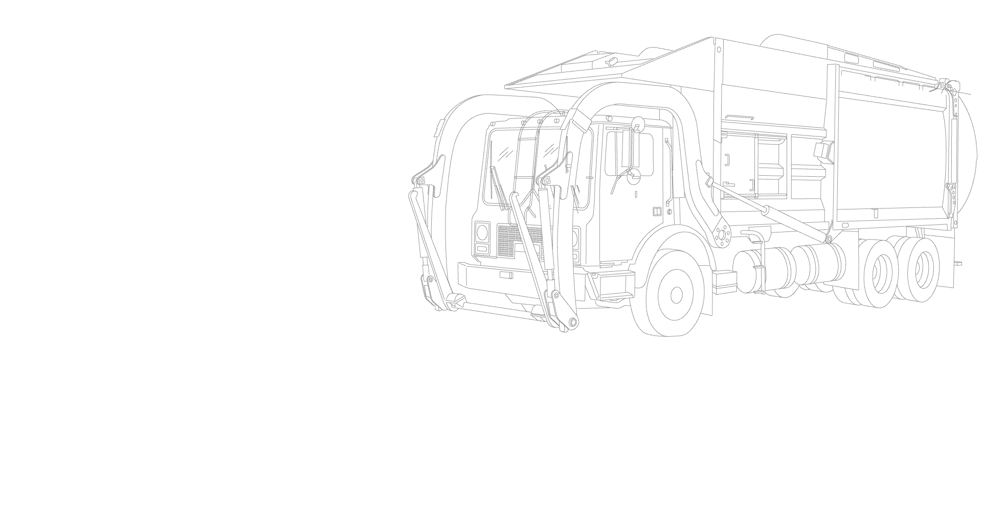 Grey 2D line drawing of McNeilus Refuse truck