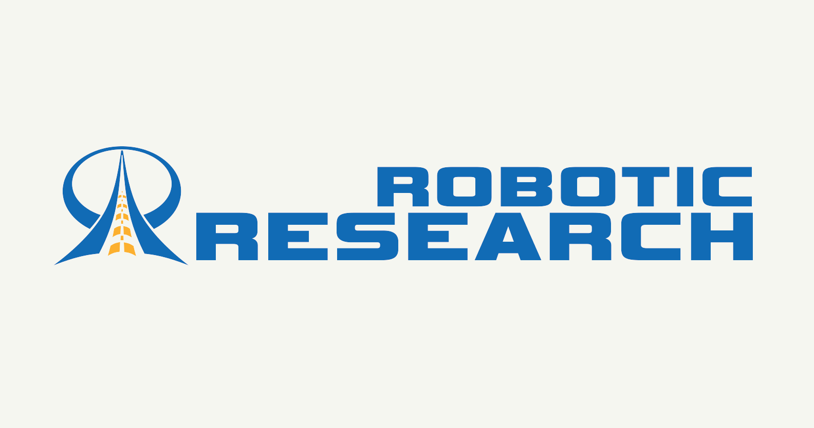 Blue Robotic Research logo on a cream background