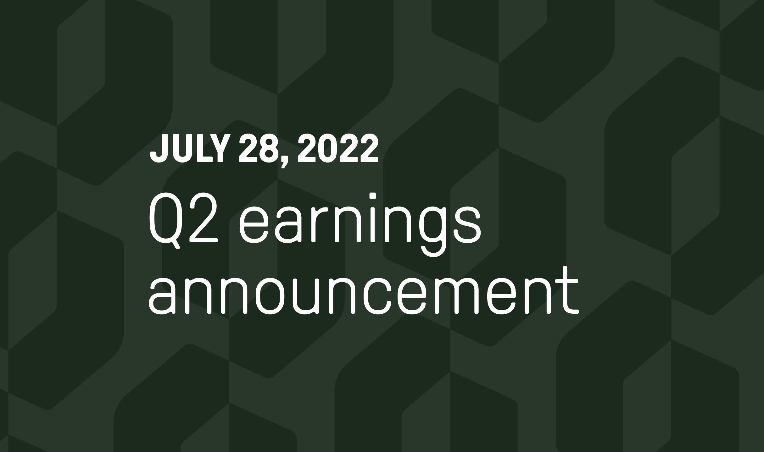 Green Oshkosh logo pattern background with white Oshkosh Corporation logo and white text that reads July 28, 2022 Q2 earnings announcement