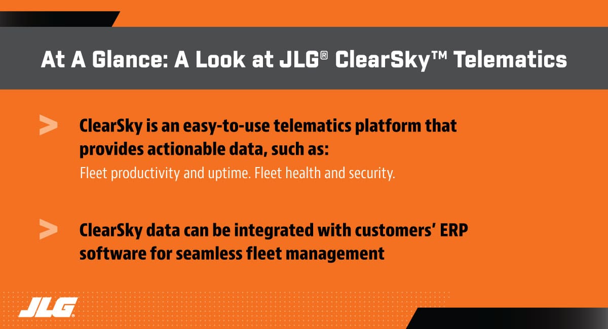 JLG ClearSky Telematics at a Glance