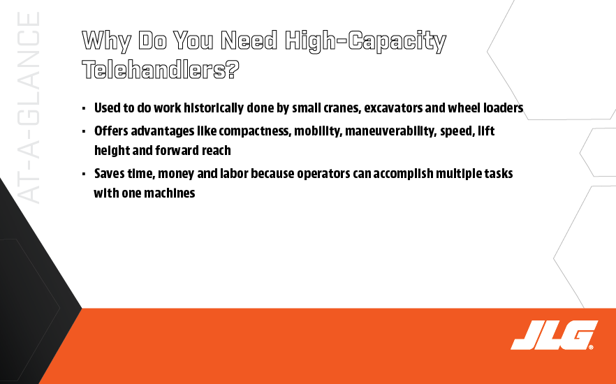 JLG high capacity telehandlers at a glance