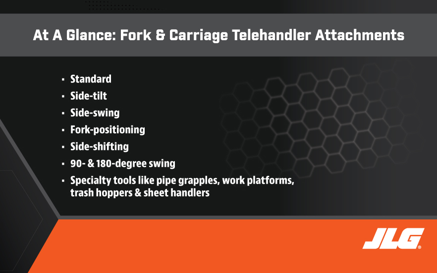 Telehandler fork and carriage attachments at a glance