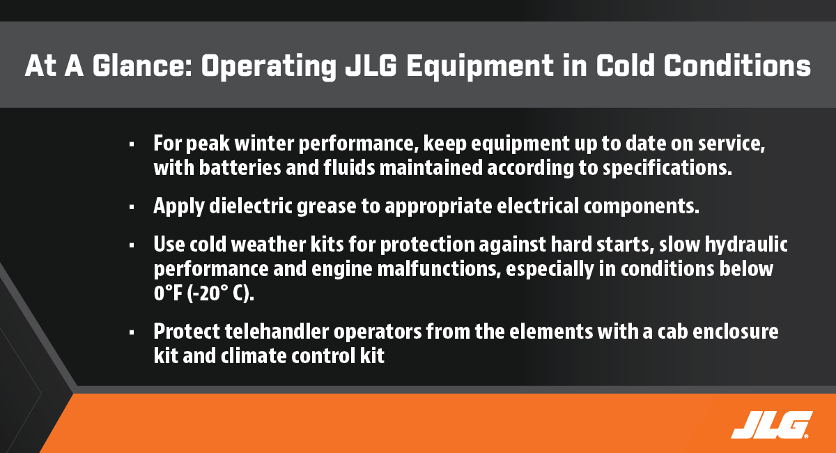 Cold weather tips for JLG equipment at a glance