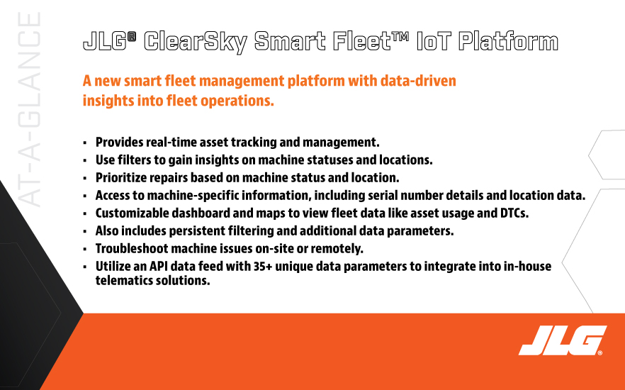 Getting started with JLG ClearSky at a glance