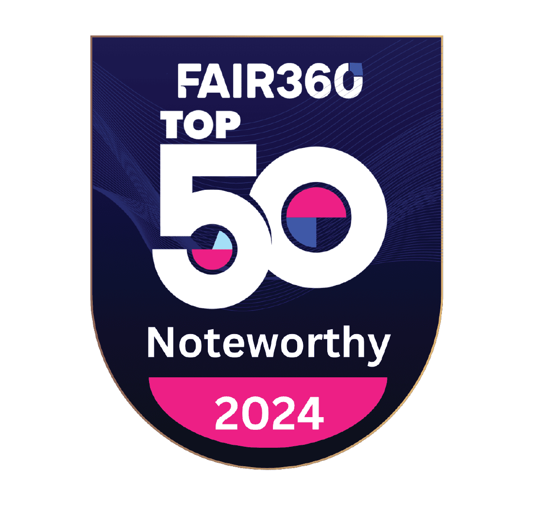 Purple and pink Fair360 Top 50 Noteworthy 2024 award logo