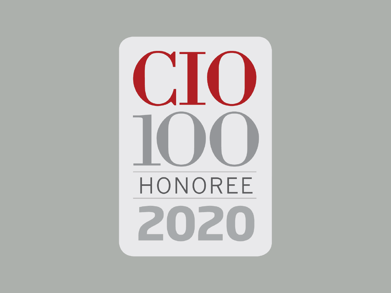 2020 CIO 100 Honoree award logo on grey background