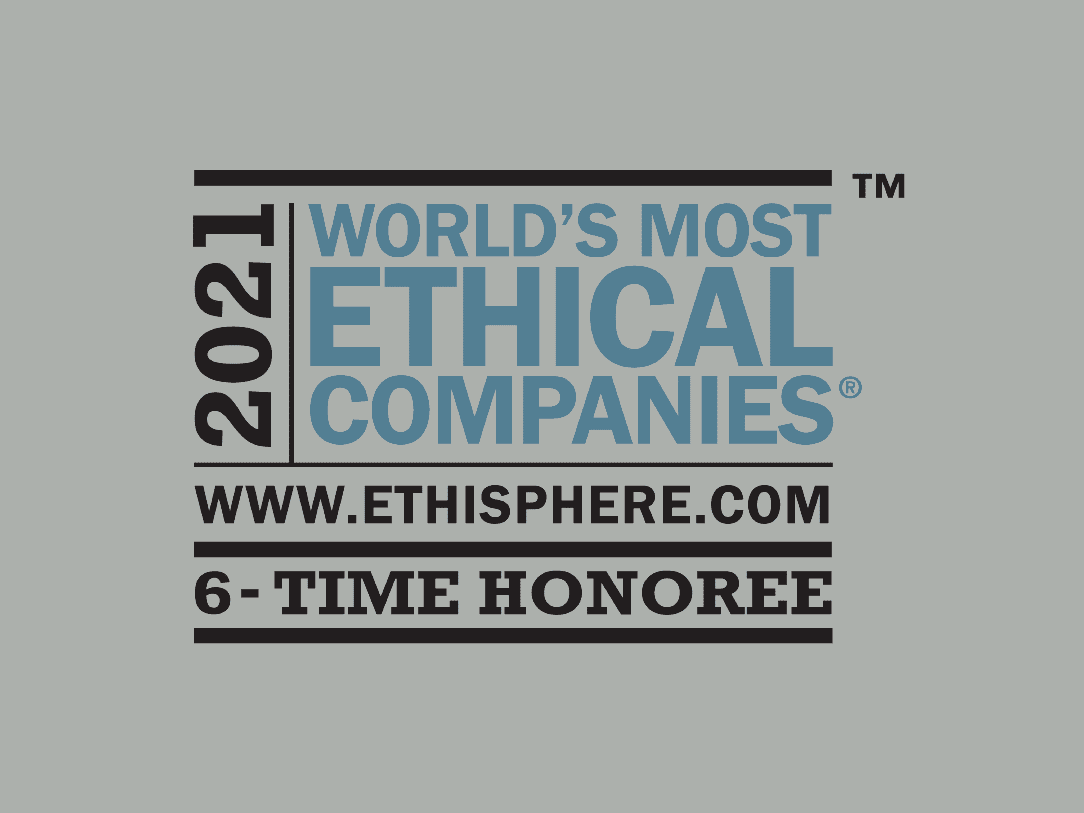 Worlds Most Ethical logo on grey background
