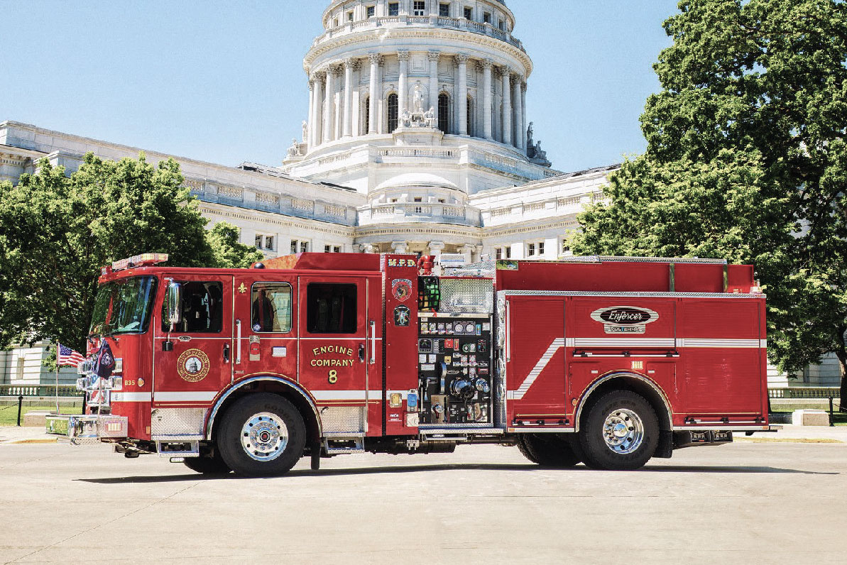 Red Pierce Volterra™ Pumper outside the capital in Madison, Wisconsin