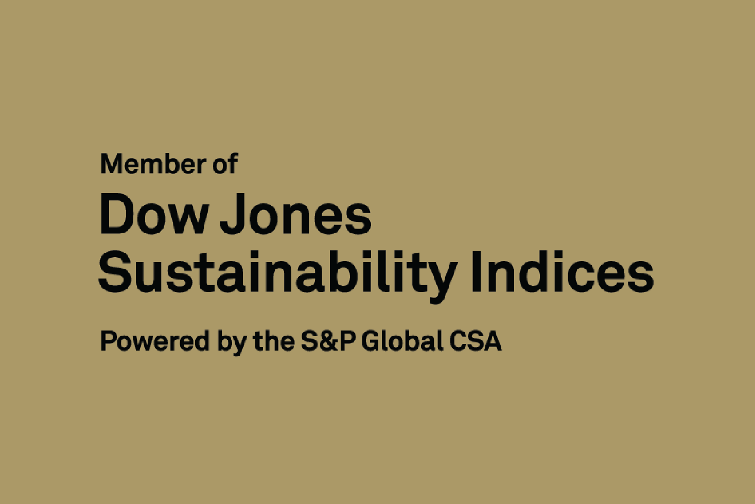 Black Dow Jones Sustainability Indices logo on a khaki colored background