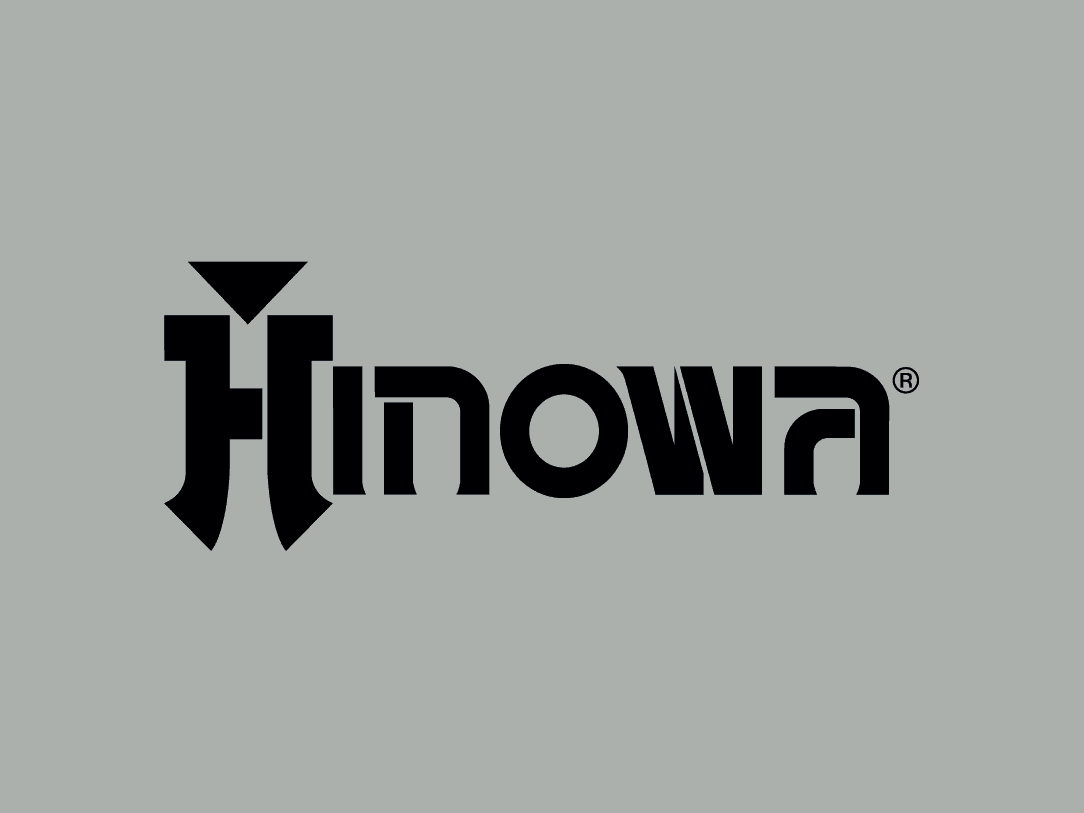 Black Hinowa logo on grey background