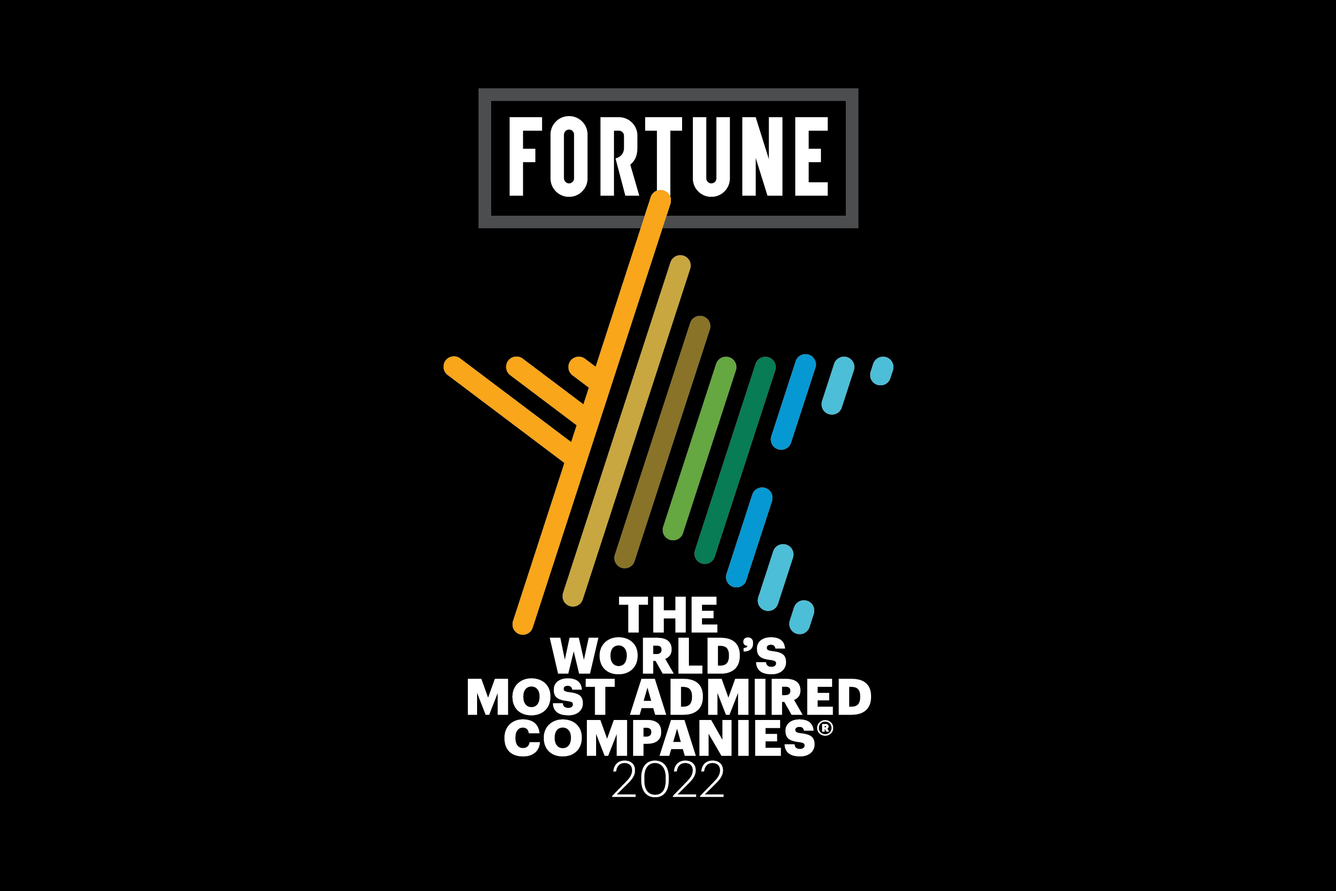 2022 Fortune World's Most Admired Companies star logo on a black background