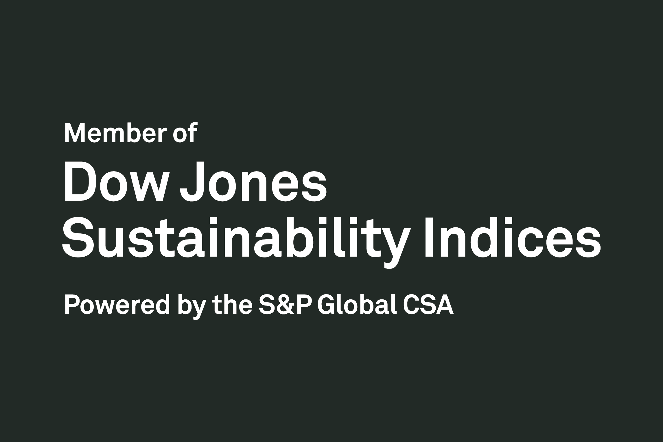 Dark green background with white Dow Jones Sustainability Indices logo