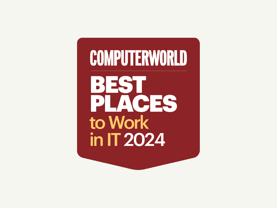 Cream background with red Computerworld Best Places to Work in IT 2024 award logo