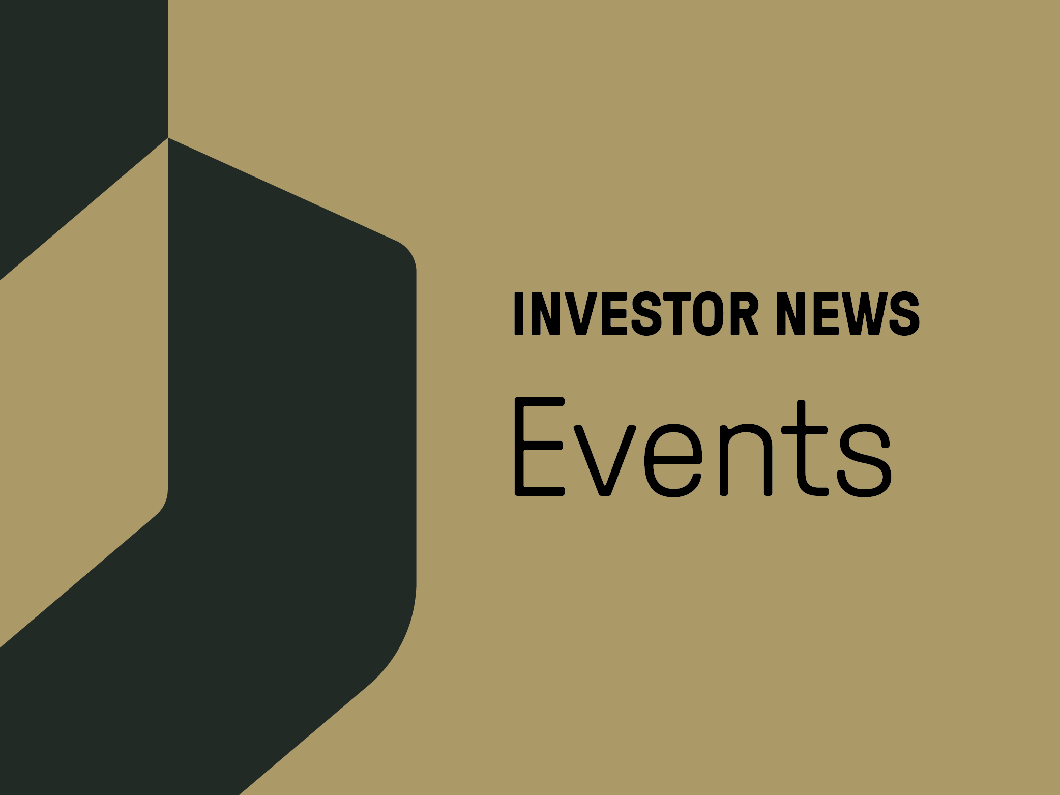 Khaki background with green cropped Oshkosh O with black text that reads Investor news Events