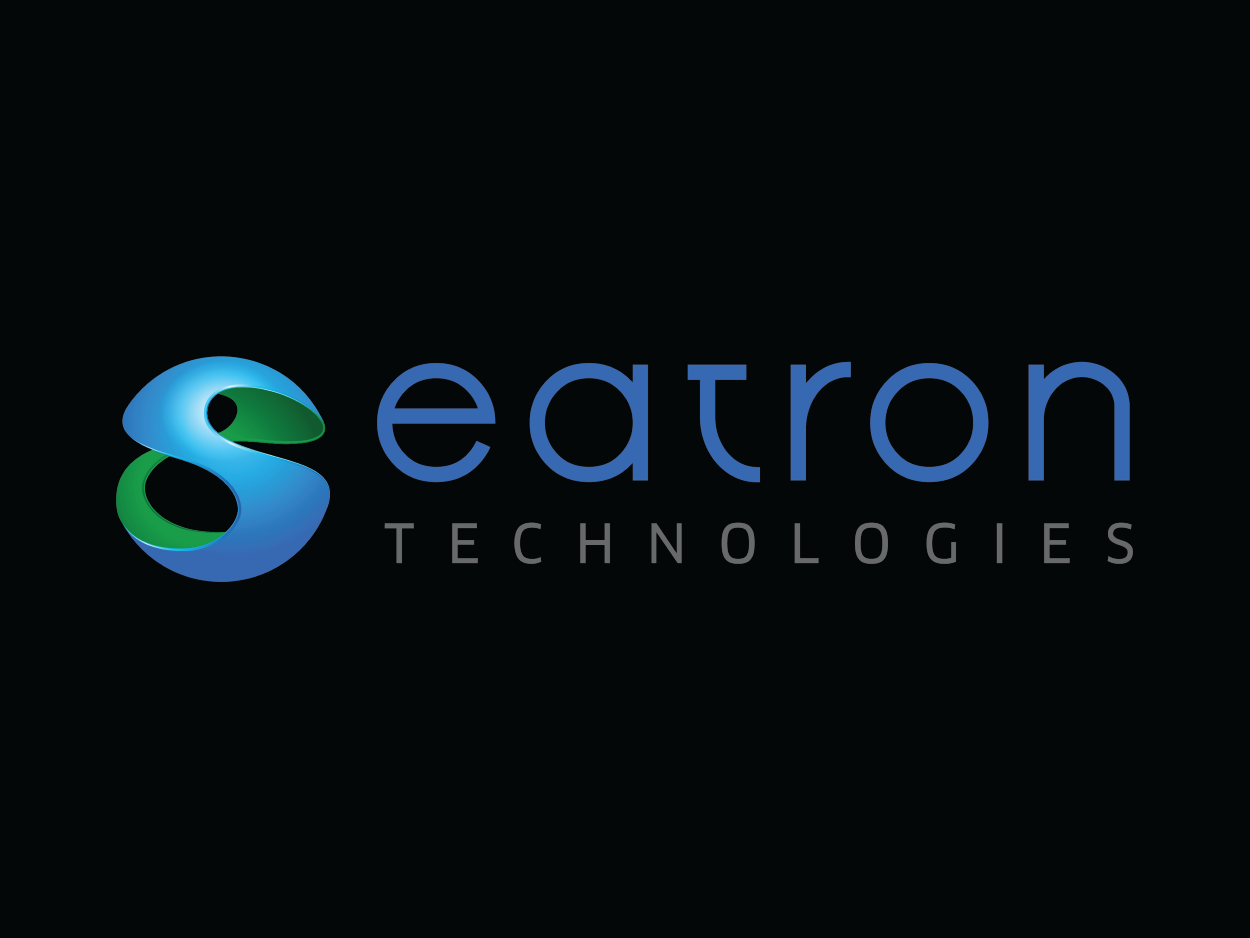 black background with blue and grey Eatron Technologies logo