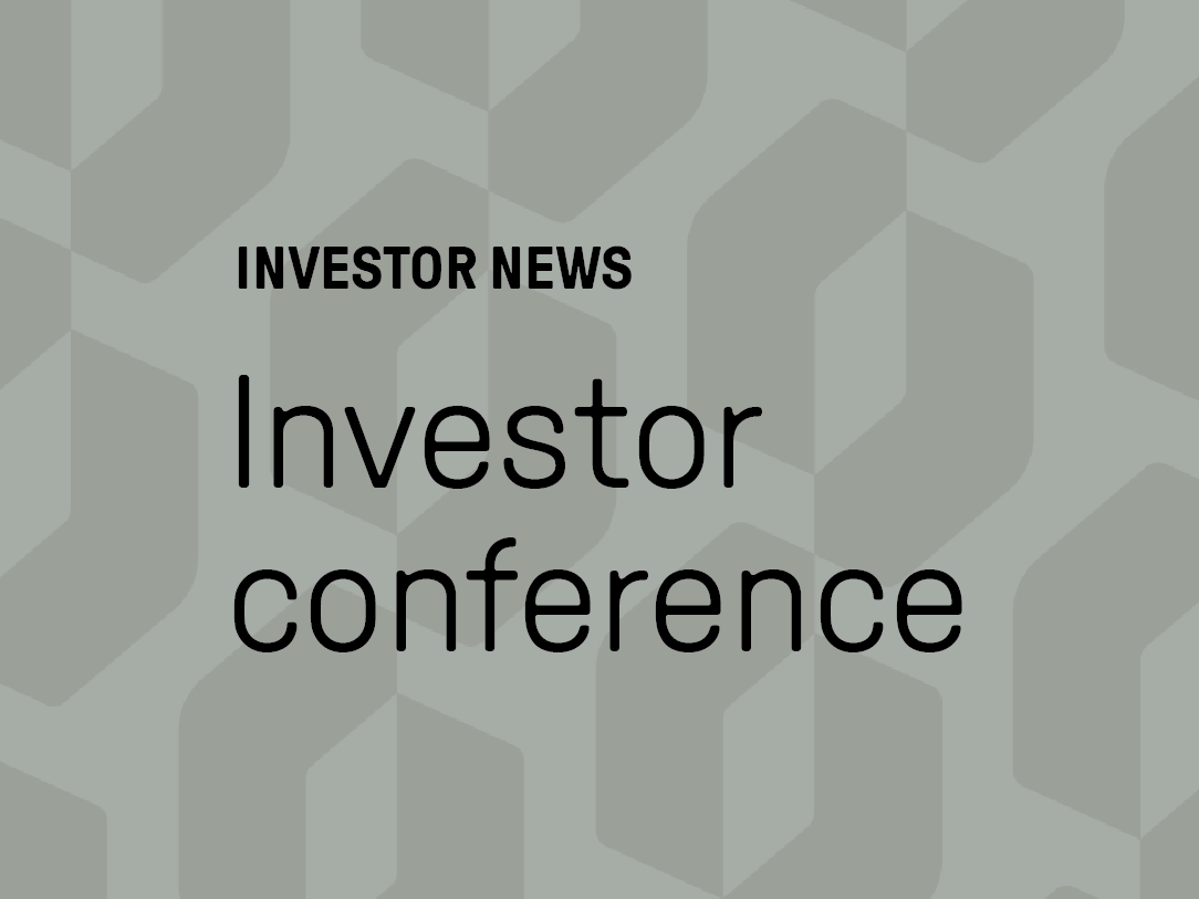 Grey Oshkosh logo pattern background with black text that reads Investor News Investor conference