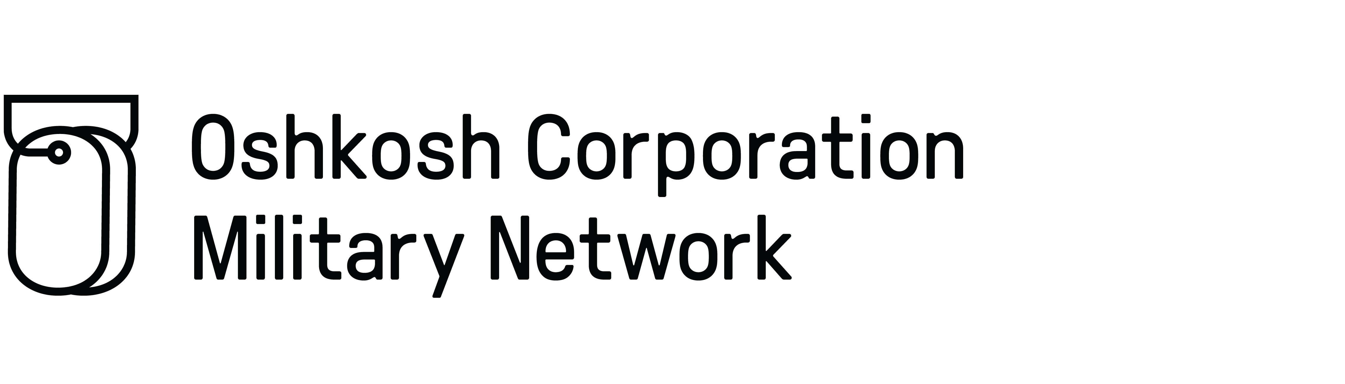 Black Oshkosh Corporation Military Network logo