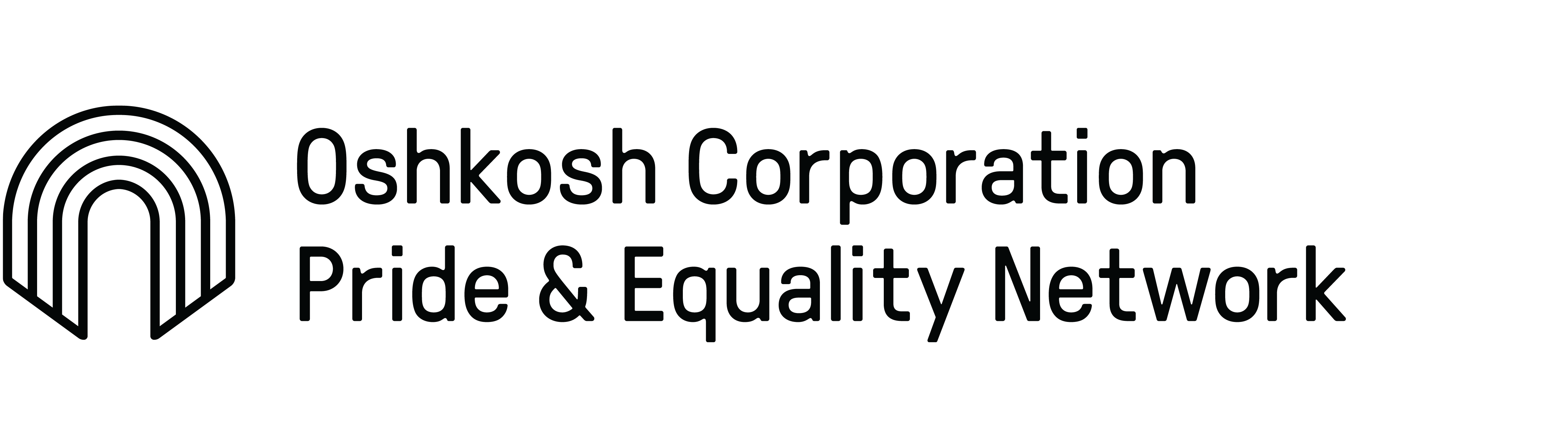 Black Oshkosh Corporation Pride & Equality Network logo