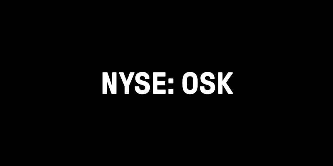 Black background with white text that reads NYSE: OSK